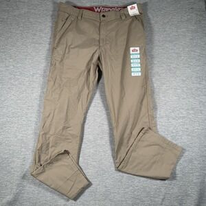 Wrangler Pants Mens 36x32 Beige Outdoor All Terrain Chino Straight Fit Casual